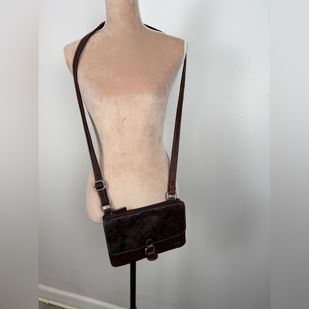 VINTAGE JACK GEORGES Elegant Brown‎ Leather Crossbody Bag